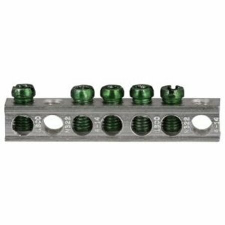 EATON CUTLER-HAMMER 2.54in L, 1-3/4in Mounting Hole, 5-Terminal, Ground Bar Kit for 2/4-Load Center GBK5